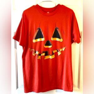 Men’s Way to Celebrate! Halloween Orange Jack o Lantern Pumpkin Tee Shirt Medium